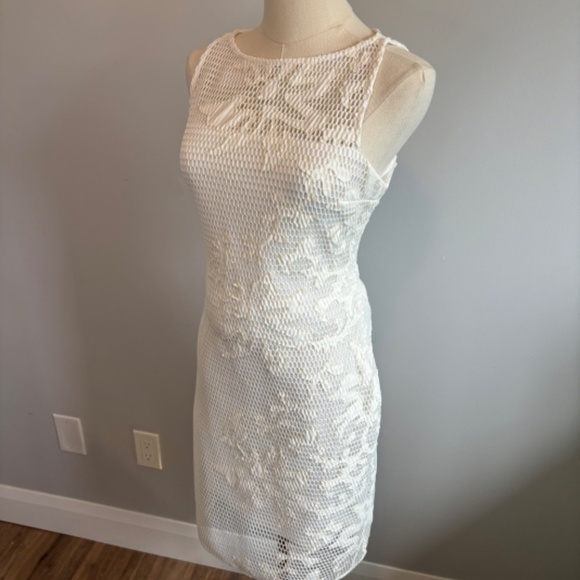 Julia Jordan, Women's White, Mesh, Floral, Sleeveless Shift dress, SZ 8 - Picture 5 of 11